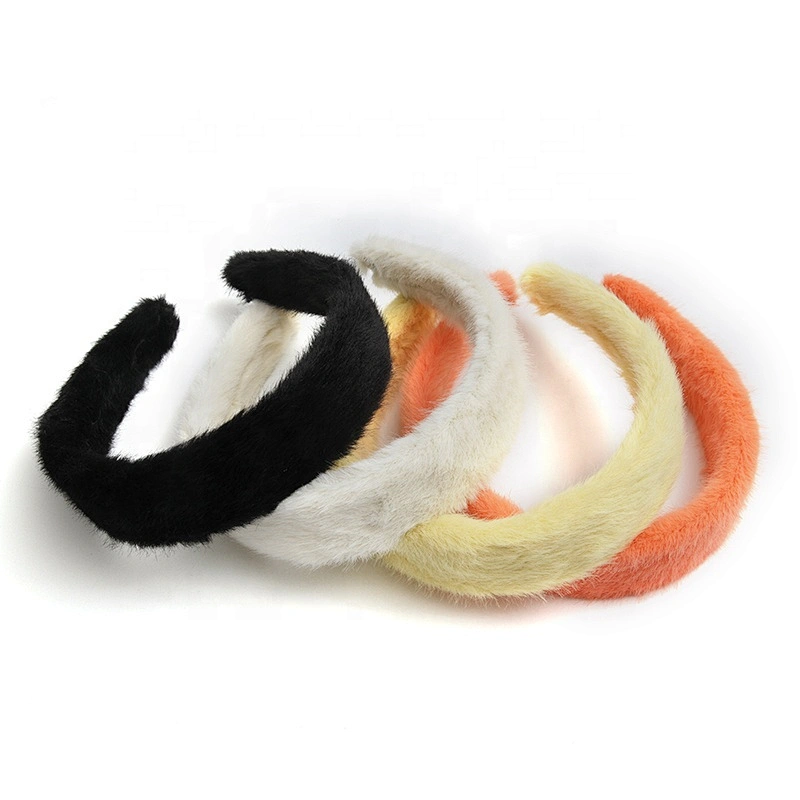 Factory sells colorful hair plush tie elastic creative fluffy fashion hair hoop woman hairband girls headbands fur headband