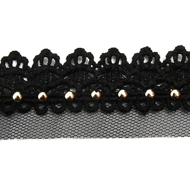 Wholesale 3.5cm Size Studs trim ribbon diy handmade costume dress sewing bead lace trim Design Rivets Trims