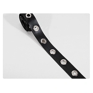 Kavatar Fashion Wholesale Black PU Accessories Eyelet Trim Tape For Garment eyelet belt