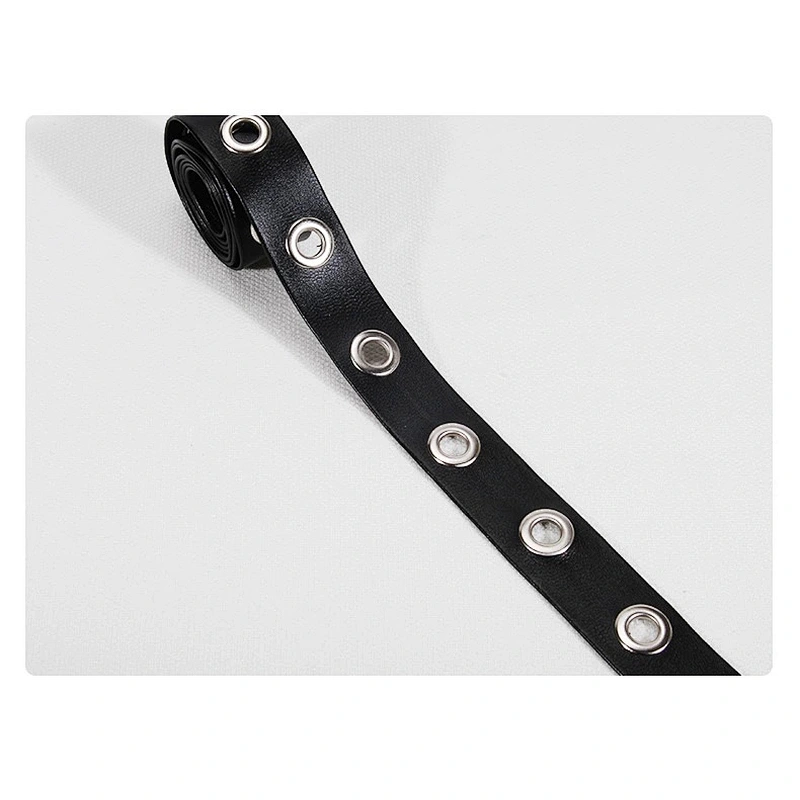 Kavatar Fashion Wholesale Black PU Accessories Eyelet Trim Tape For Garment eyelet belt