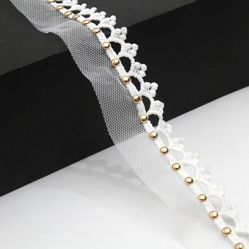 Wholesale 3cm Size Studs trim ribbon diy handmade costume dress sewing bead lace trim Design Rivets Trims