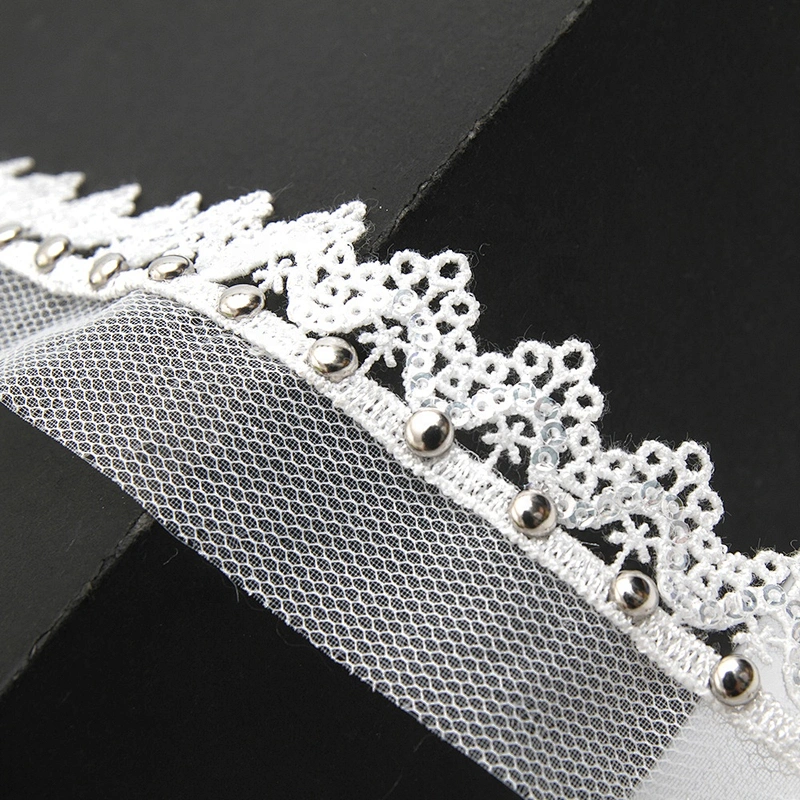 Wholesale 3.1cm Size Studs trim ribbon diy handmade costume dress sewing bead lace trim Design Rivets Sequins Trims