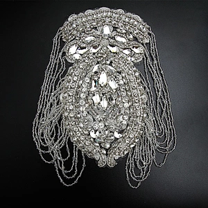 Christmas Cherry Flower Decorative Sew on Rhinestone Beaded Patches Wholesale patches for clothing