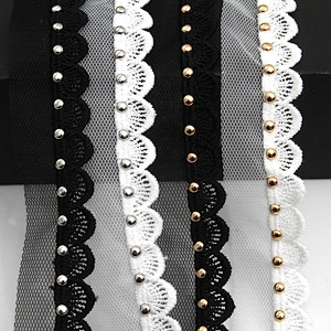 Wholesale 2.8cm Size Studs trim ribbon diy handmade costume dress sewing bead lace trim Design Rivets Trims