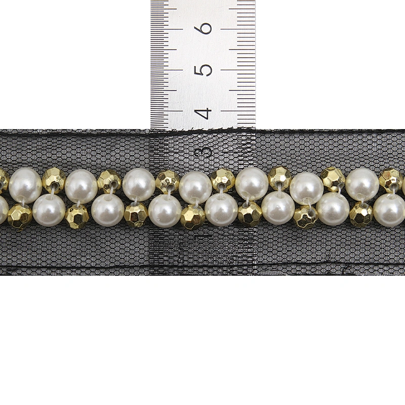 kavatar  wholesale new Handmade Bead lace Embroidered Tulle Trim wedding with Accessories Beads Rhinestones