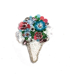 Christmas Cherry Flower Decorative Sew on Rhinestone Beaded Patches Wholesale patches for clothing