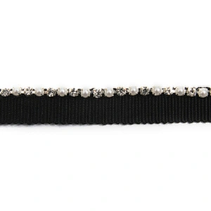 Wholesale Chain lace trim Rhinestone 1.1 cm Sew-On  elastic lace trim Woven tape pearl lace Accessories trimmings for dresses