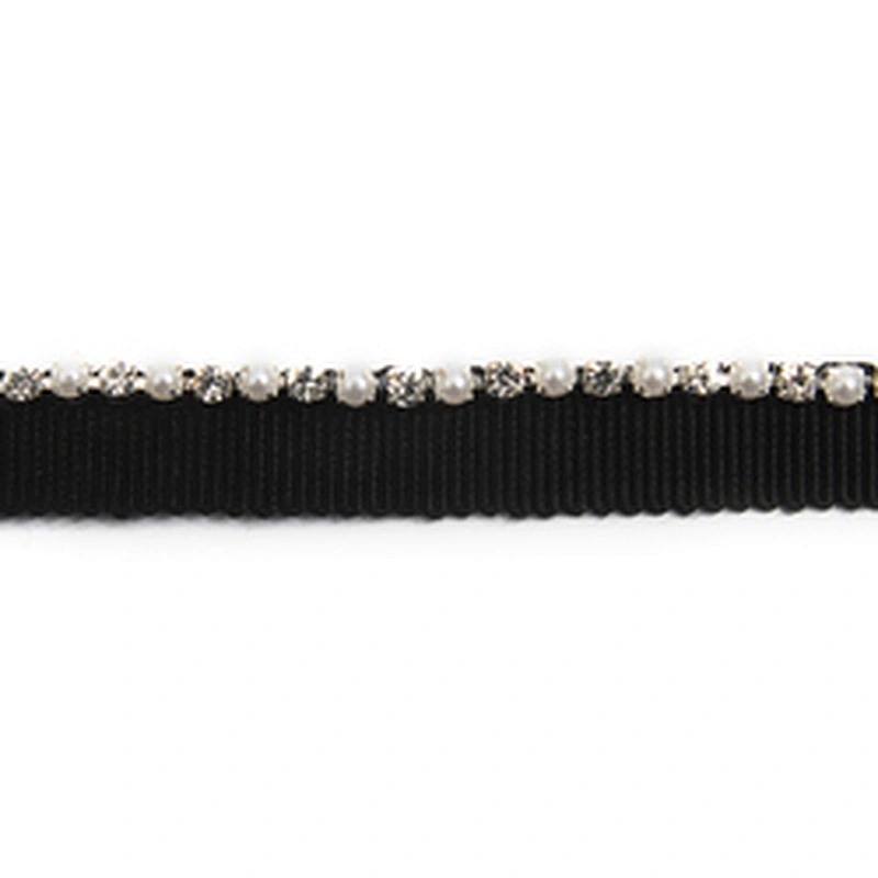 Wholesale Chain lace trim Rhinestone 1.1 cm Sew-On  elastic lace trim Woven tape pearl lace Accessories trimmings for dresses