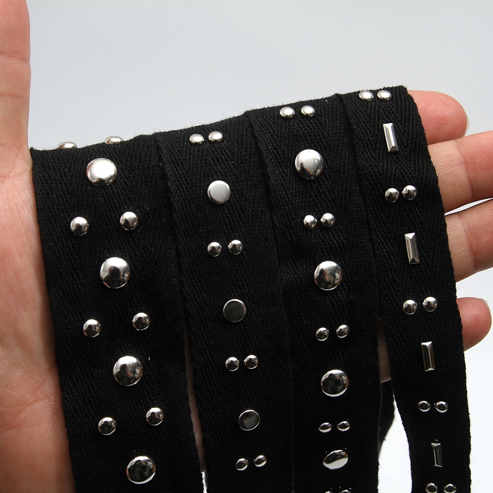Wholesale 1.6-1.8cm Size Studs trim ribbon diy handmade costume dress sewing bead lace trim Design Rivets Trims