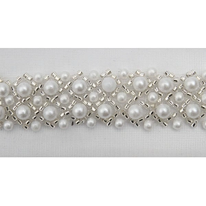 Wholesale Embroidery beaded lace trim 4.5 cm Mesh fabric lace trims beautiful Accessories for dress 3D wedding Designer