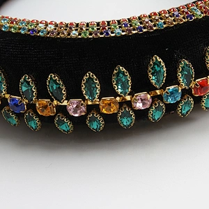 wholesale luxury women baroque multi crystal headband rhinestone full colored padded Hairband Fashion designer headband baroque