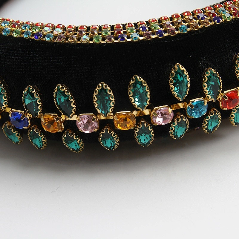 wholesale luxury women baroque multi crystal headband rhinestone full colored padded Hairband Fashion designer headband baroque