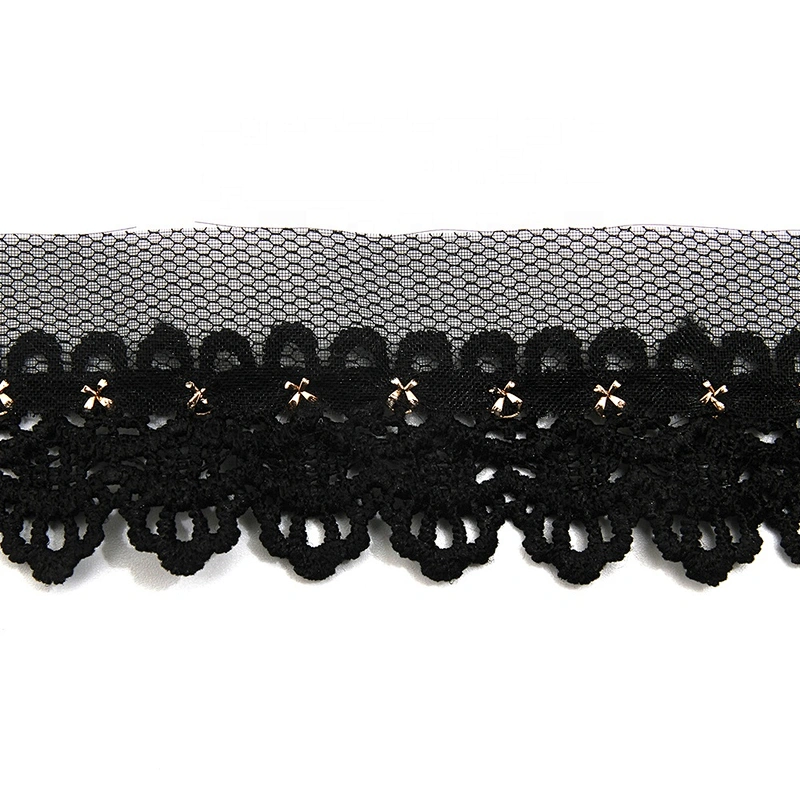 Wholesale 3.5cm Size Studs trim ribbon diy handmade costume dress sewing bead lace trim Design Rivets Trims