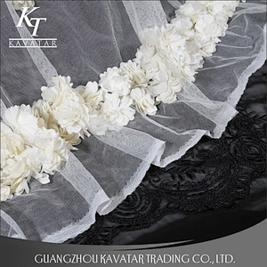 Kavatar Lace Organza Fabric White Flower Embroidery African lace fabric
