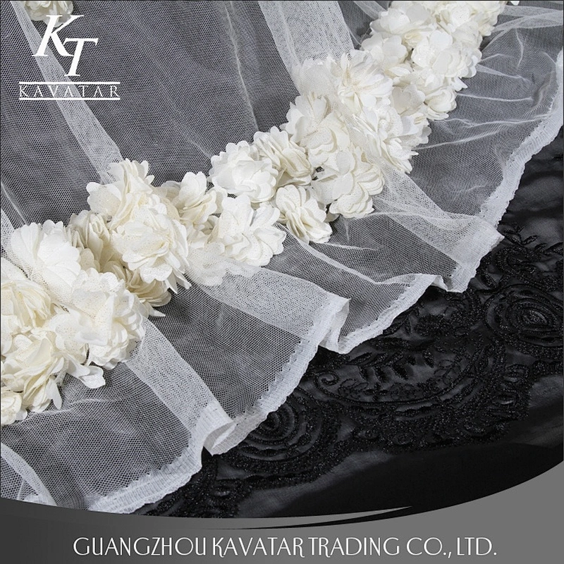 Kavatar Lace Organza Fabric White Flower Embroidery African lace fabric