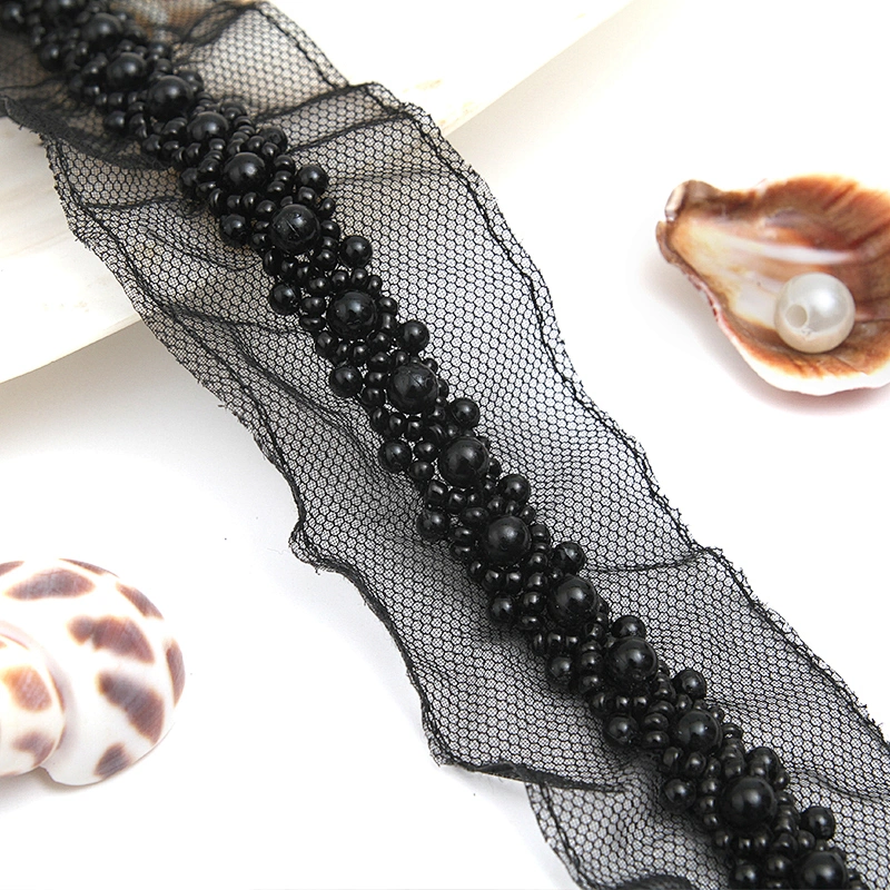 kavatar  wholesale new Handmade Bead lace Embroidered Tulle Trim wedding with Accessories Beads Crystals & Rhinestones
