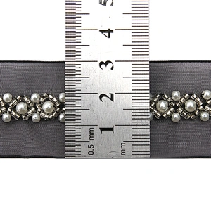 kavatar  wholesale new Handmade Bead lace Embroidered Tulle Trim wedding with Accessories Beads Crystals & Rhinestones