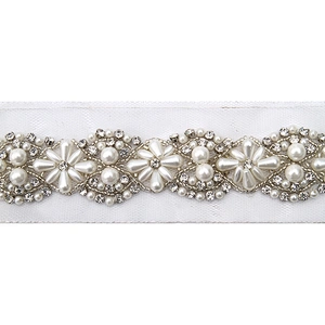 kavatar  wholesale new Handmade Bead lace Embroidered Tulle Trim wedding with Accessories Beads Crystals & Rhinestones