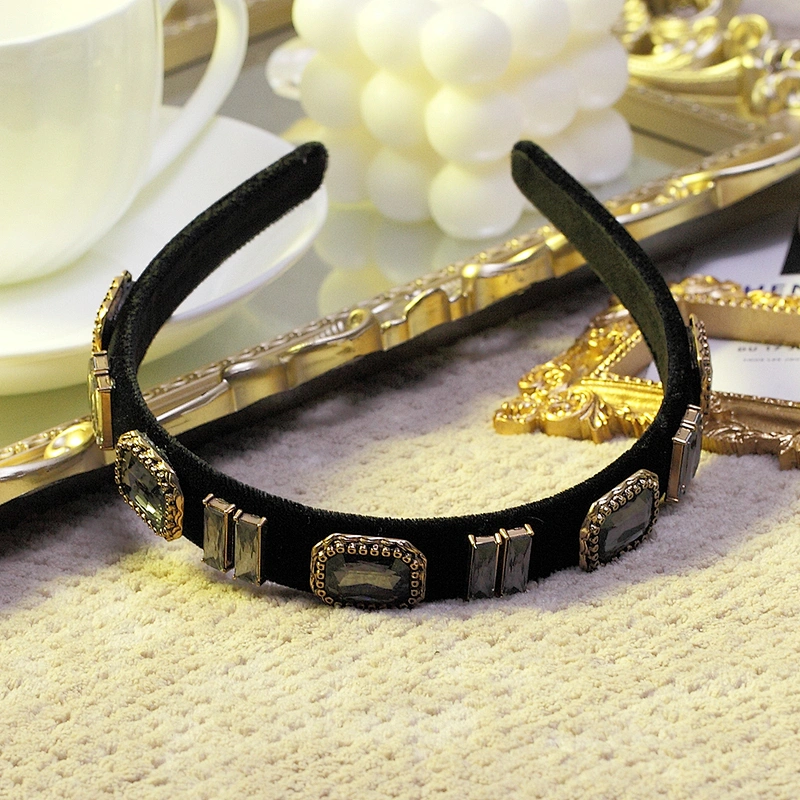 Headbands for women 2020  winter vintage fuzz headband  ,Hair band wholesale Baroque rhinestone party fashion hair band