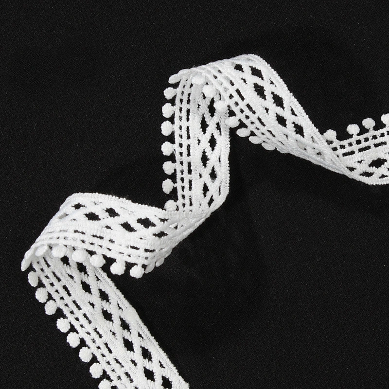 Designs Embroidered Water Soluble Pompom Lace Trim for Garments