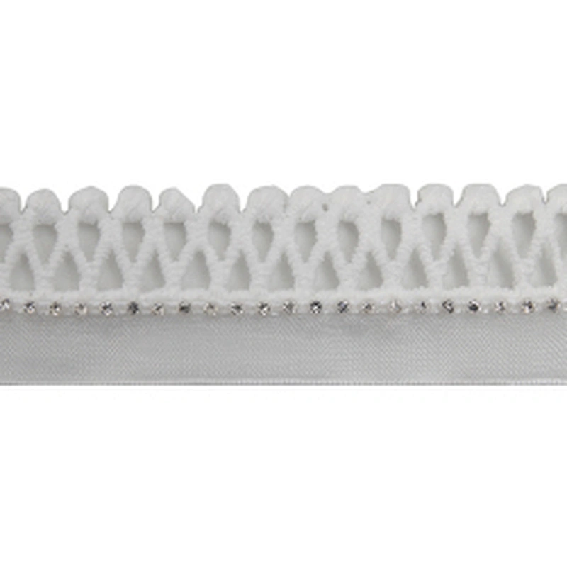 Wholesale Chain lace trim rhinestone 2.4 cm Sew-On lace trim Polyester net mesh Lace trimmings wedding for clothes  Accessories