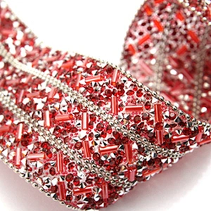 wholesale hot fix tape with rhinestone hot fix trimming chain glitter trim for DIY garment dresses Accessories