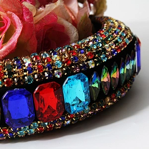 Pink bead headband blue color pearl headband Bridal with hand sewn acrylic bead flower Hairbands bow latest hairband de bling