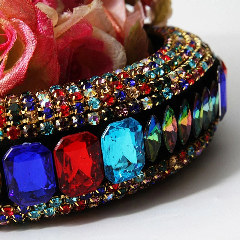 Pink bead headband blue color pearl headband Bridal with hand sewn acrylic bead flower Hairbands bow latest hairband de bling