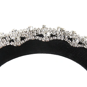 wholesale Hair Decoration Velour Crystal And Rhinestone Cup chain Decorated hair accessories Hairbands WOMEN HEADBAND