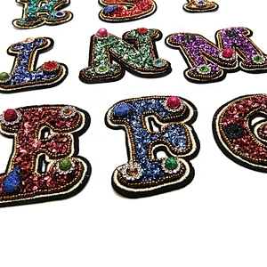 Christmas Cherry Flower Decorative Sew on Rhinestone Beaded Patches Wholesale patches for clothing