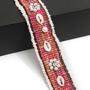 Shell shape Wholesale Personalized Multi lace trim pearl Embroidery Ribbon Cotton Ribbon trims and garment accessories