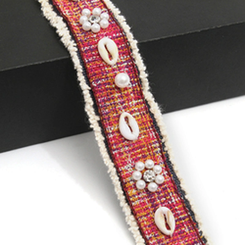 Shell shape Wholesale Personalized Multi lace trim pearl Embroidery Ribbon Cotton Ribbon trims and garment accessories