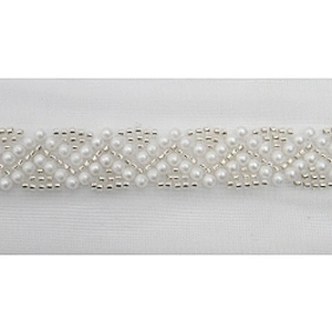 Wholesale Embroidery beaded lace trim 5 cm Mesh fabric lace trims beautiful Accessories for dress 3D wedding Designer