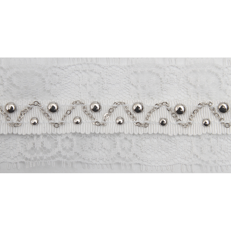 Wholesale Chain lace trim rhinestone 4 cm Sew-On lace trim Polyester net mesh Lace trimmings wedding for clothes  Accessories