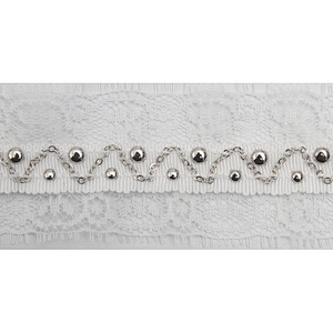 Wholesale Chain lace trim rhinestone 4 cm Sew-On lace trim Polyester net mesh Lace trimmings wedding for clothes  Accessories