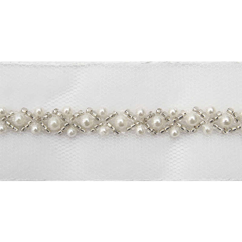kavatar  wholesale new Handmade Bead lace Embroidered Tulle Trim wedding with Accessories Beads Crystals & Rhinestones