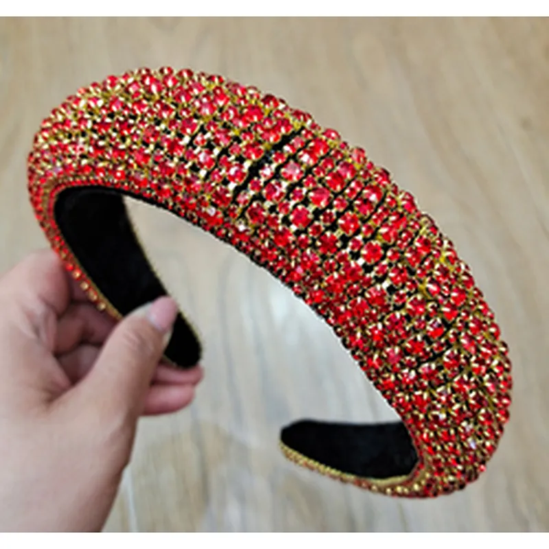 Manufacturers direct colorful  with blue headband bride with hand sewing Acrylic rhinestone with the latest style bling