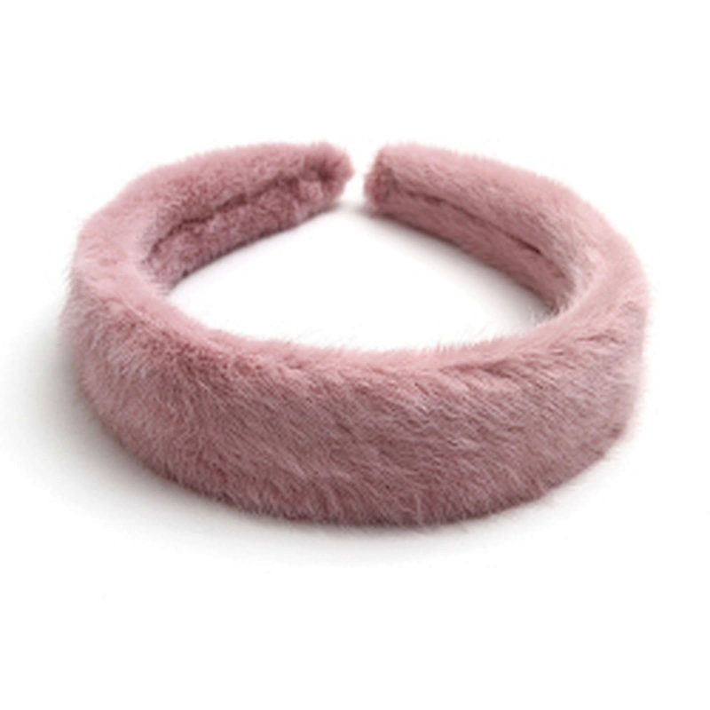 Factory sells colorful hair plush tie elastic creative fluffy fashion hair hoop woman hairband girls headbands fur headband