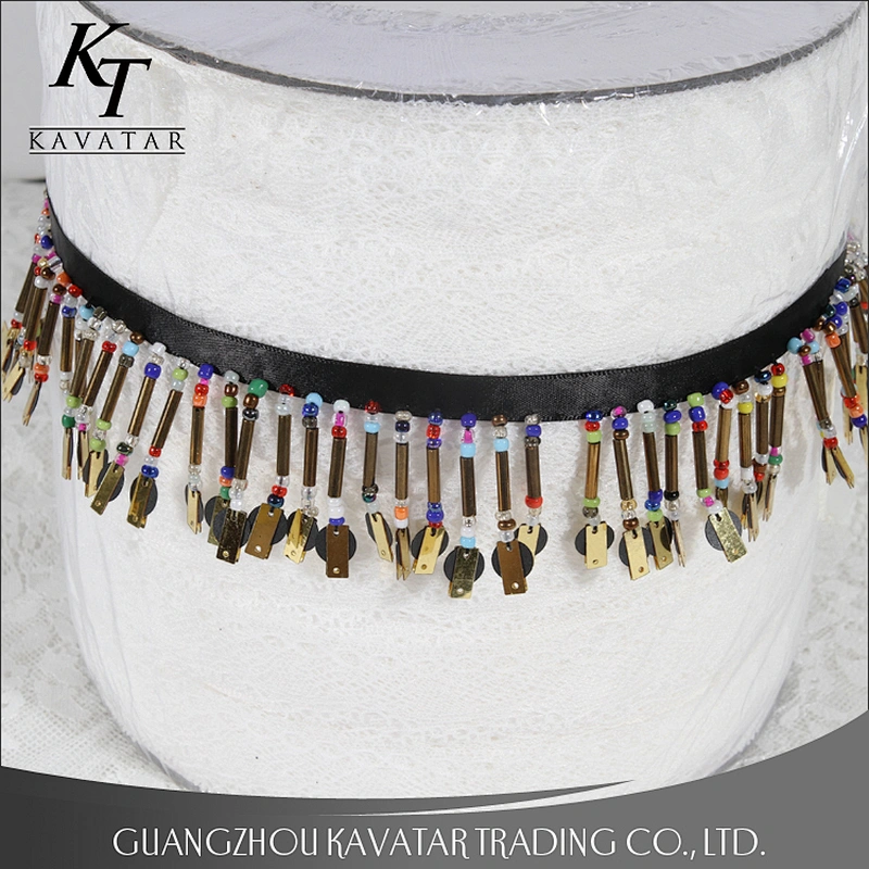 Wholesale gold sequin fringe trim ribbon indian style garment accessories