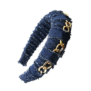 Ball wide edge cloth art high-grade light luxury lightweight design fashion style hair band headbands jean headband