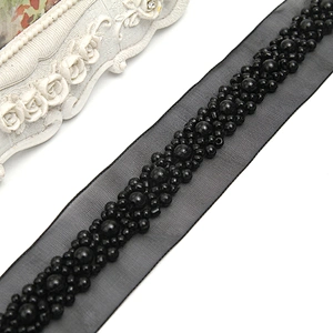 kavatar  wholesale new Handmade Bead lace Embroidered Tulle Trim wedding with Accessories Beads Crystals & Rhinestones