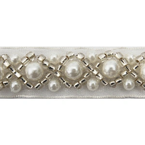 kavatar  wholesale new Handmade Bead lace Embroidered Tulle Trim wedding with Accessories Beads Crystals & Rhinestones