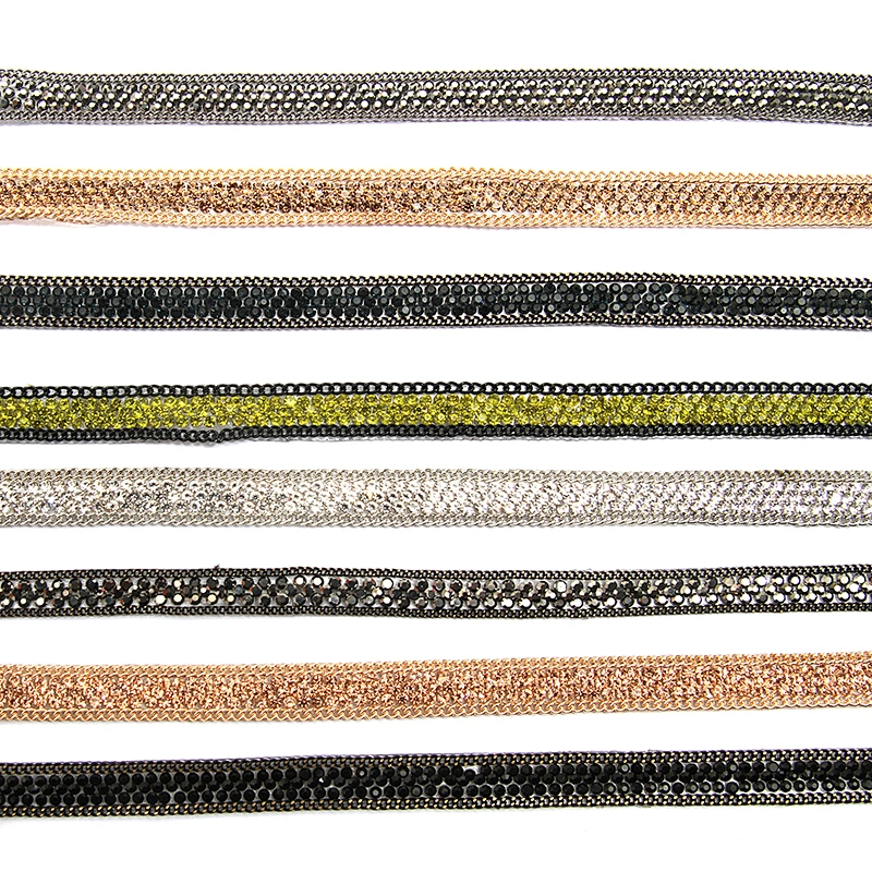 wholesale hot fix tape with rhinestone hot fix trimming chain glitter trim for DIY garment dresses Accessories