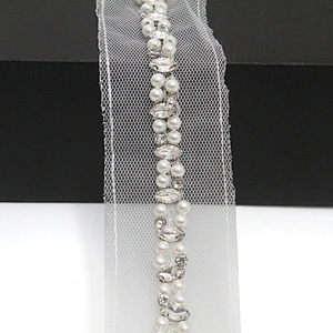 kavatar  wholesale new Handmade Bead lace Embroidered Tulle Trim wedding with Accessories Beads Crystals & Rhinestones