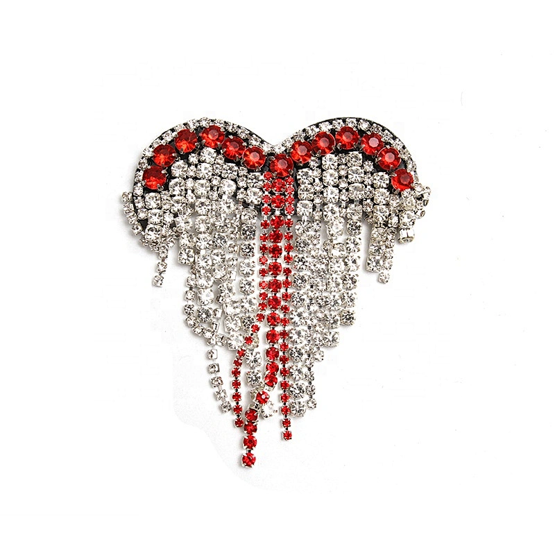 Christmas Cherry Flower Decorative Sew on Rhinestone Beaded Patches Wholesale patches for clothing
