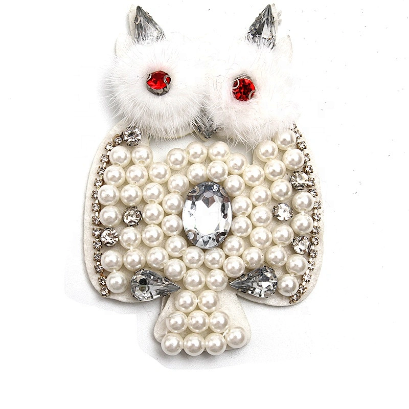 Christmas Cherry Flower Decorative Sew on Rhinestone Beaded Patches Wholesale patches for clothing