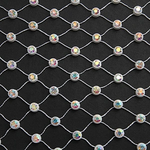 wholesale fashion Bling Hot Fix Rhinestone Bead  Mesh Garment Trim Roll For Women Dress Clothes Fabric for dress