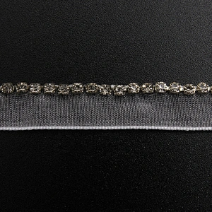 Wholesale Chain lace trim rhinestone 1.1 cm Sew-On lace trim Polyester net mesh Lace trimmings wedding for clothes  Accessories