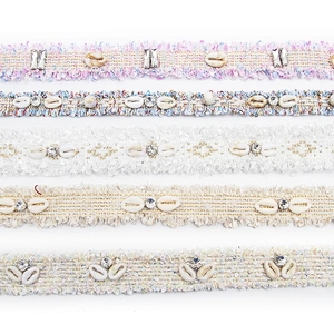 Shell shape Wholesale Personalized Multi lace trim pearl Embroidery Ribbon Cotton Ribbon trims and garment accessories