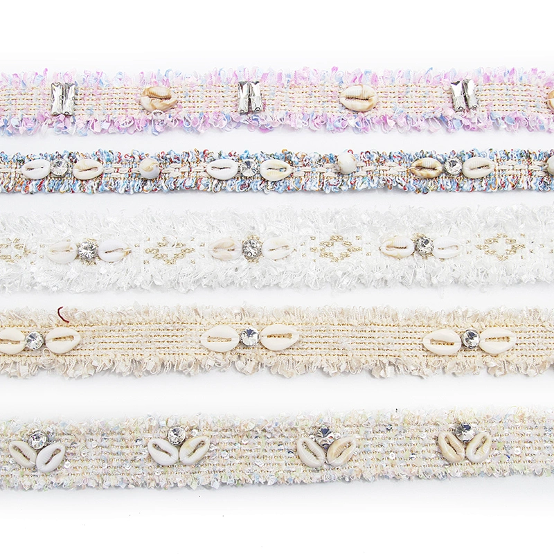 Shell shape Wholesale Personalized Multi lace trim pearl Embroidery Ribbon Cotton Ribbon trims and garment accessories